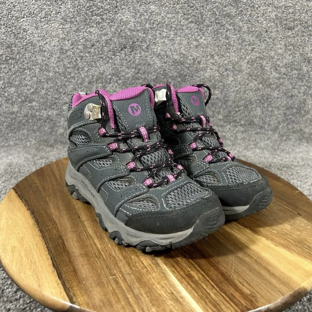 Merrell Moab 3 Mid MK165703 Kids Size 12 Granite Berry Hiking Trail Shoes Used